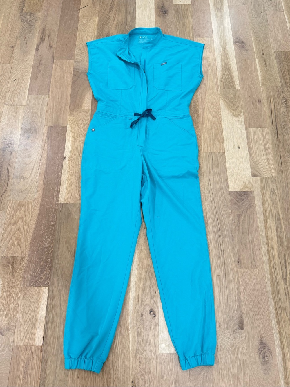 Figs Teal Blue Sleeveless Jumpsuit